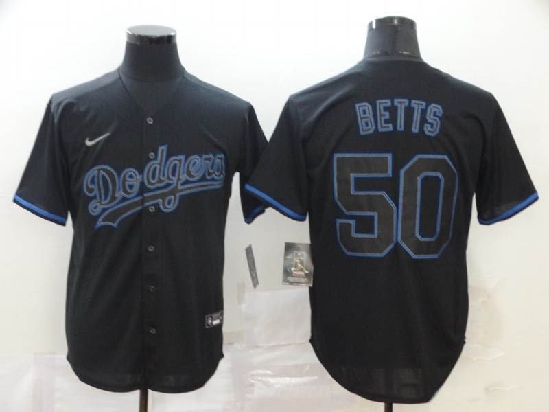 MLB Los Angeles Dodgers #50 Mookie Betts Black Fashion 2020 Nike Cool Base Jersey