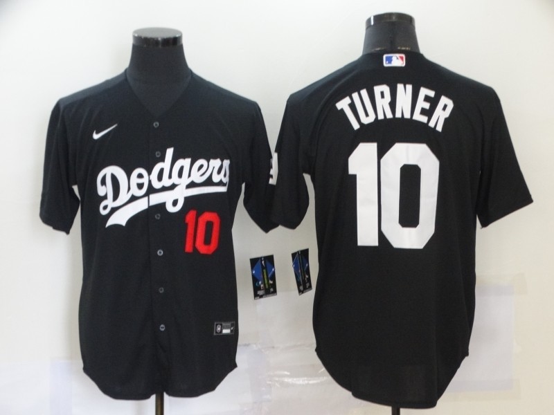 MLB Los Angeles Dodgers #10 Justin Turner Black Nike Cool Base Jersey