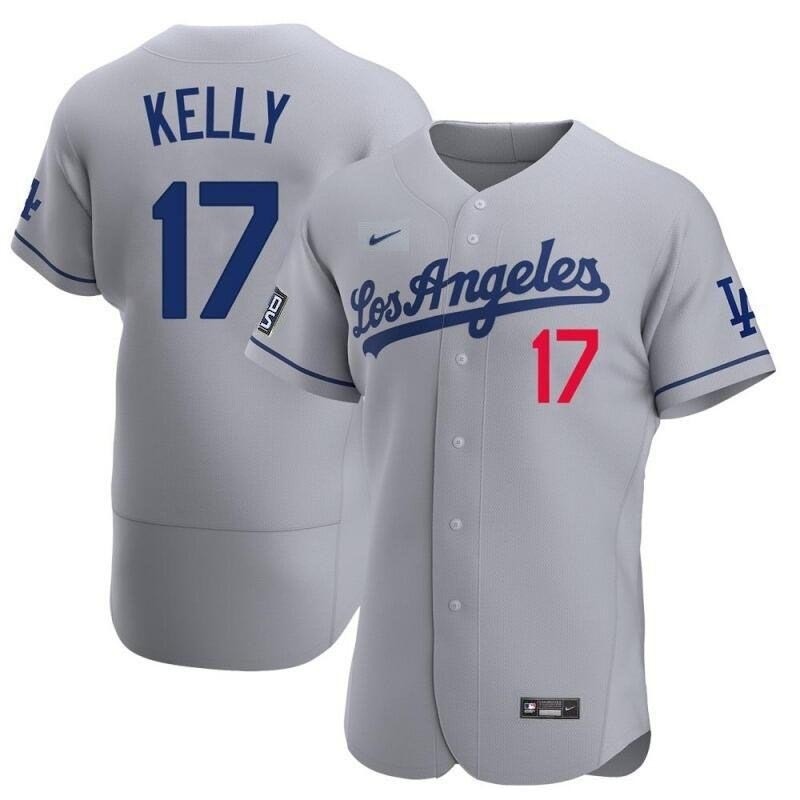 Men's Los Angeles Dodgers #17 Joe Kelly Nike Gray Road 2020 World Series Champions Authentic Team MLB Jersey