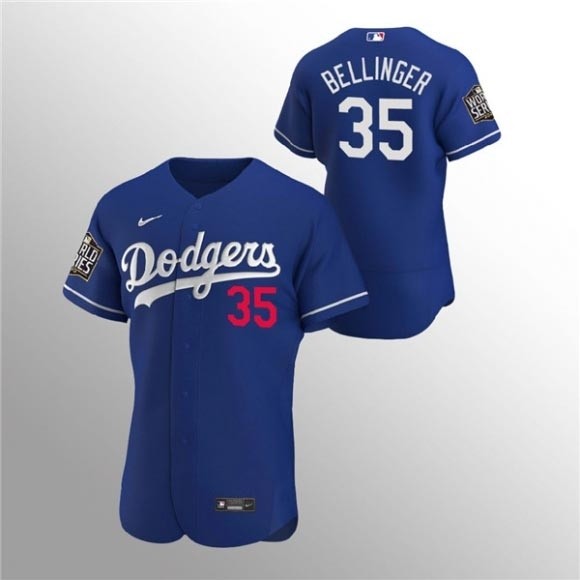 Men's Los Angeles Dodgers #35 Cody Bellinger Nike Royal Alternate 2020 World Series Champions Authentic Player MLB Jersey