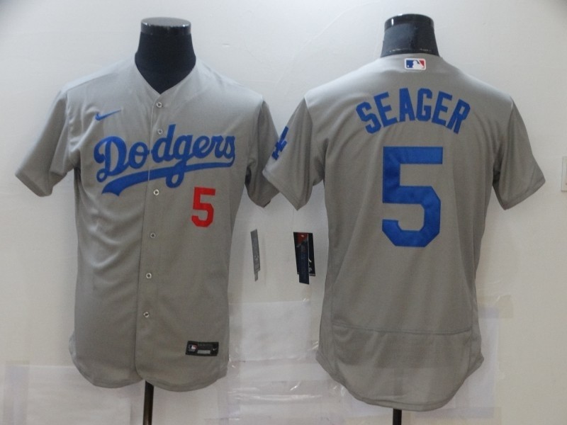 Nike Men's Los Angeles Dodgers #5 Corey Seager Gray Flexbase Jersey