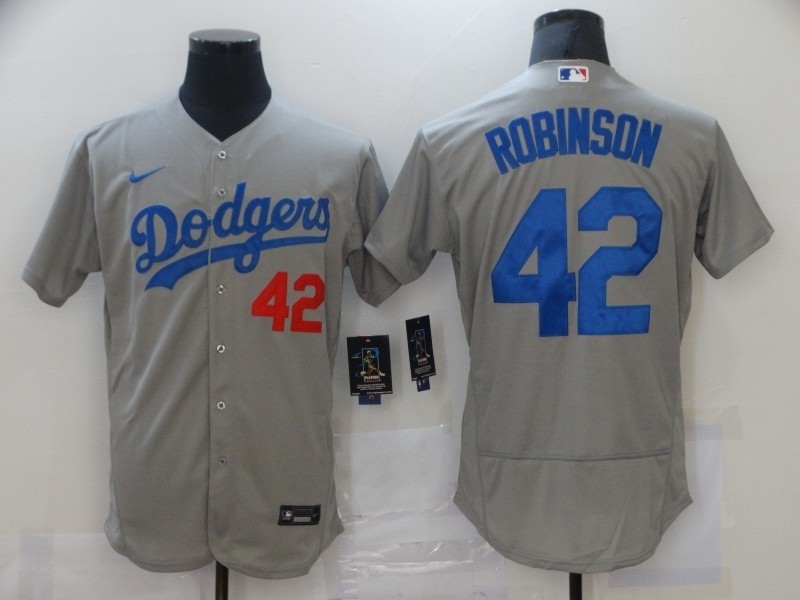 Nike Men's Los Angeles Dodgers #42 Jackie Robinson Gray Flexbase Jersey