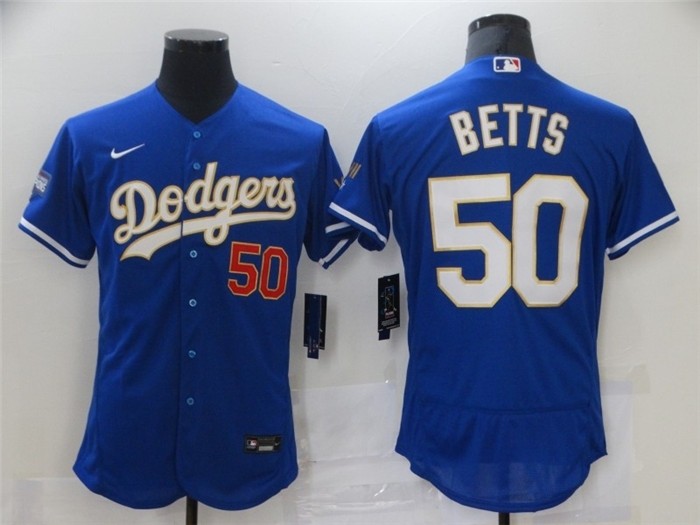 MLB Los Angeles Dodgers #50 Mookie Betts Royal Nike 2021 Gold Program Flexbase Jersey