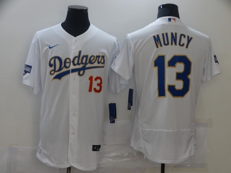 Men's Los Angeles Dodgers #13 Max Muncy White Nike 2021 Gold Program Flexbase Jersey