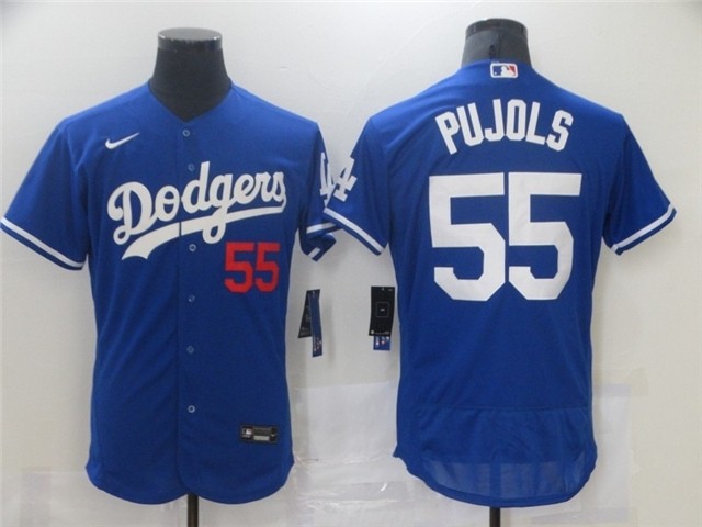 Men's Los Angeles Dodgers #55 Albert Pujols Royal Blue Flex Base Jersey