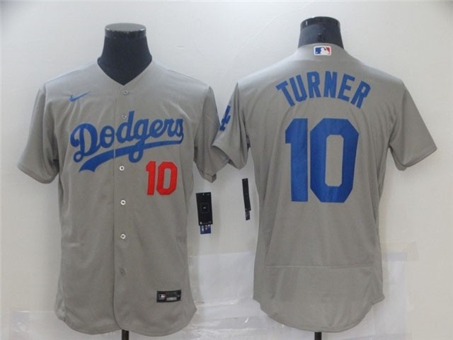 Los Angeles Dodgers #10 Justin Turner Alternate Gray 2020 Flex Base Jersey