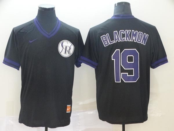 MLB Colorado Rockies #19 Charlie Blackmon Black Nike Throwback Jersey