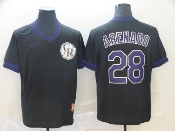 MLB Colorado Rockies #28 Nolan Arenado Black Nike Throwback Jersey