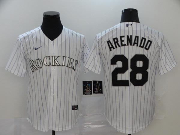 MLB Colorado Rockies #28 Nolan Arenado White 2020 Nike Cool Base Jersey