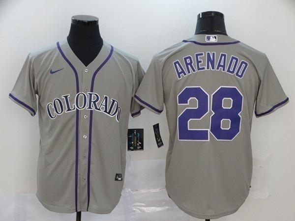 MLB Colorado Rockies #28 Nolan Arenado Grey 2020 Nike Cool Base Jersey