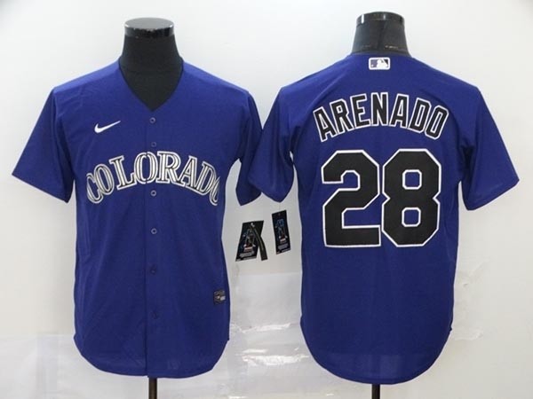 MLB Colorado Rockies #28 Nolan Arenado Purple 2020 Nike Cool Base Jersey