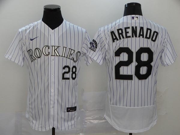 MLB Colorado Rockies #28 Nolan Arenado White 2020 Nike Flexbase Jersey