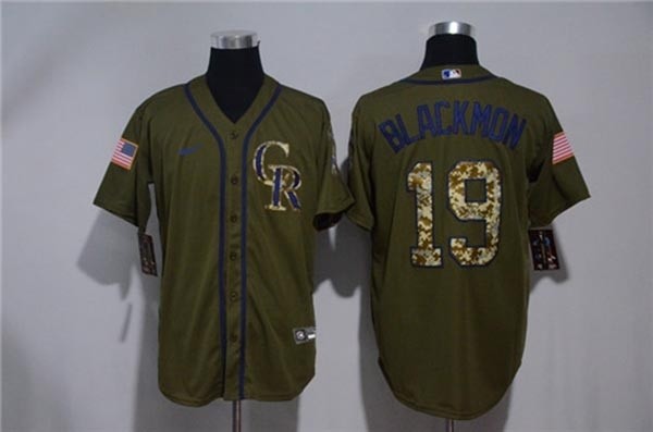 MLB Colorado Rockies #19 Charlie Blackmon Olive 2020 Nike Cool Base Jersey