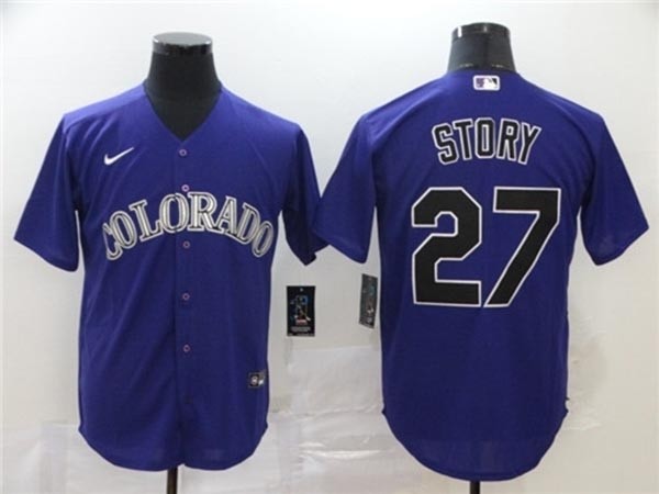 MLB Colorado Rockies #27 Trevor Story Purple 2020 Nike Cool Base Jersey