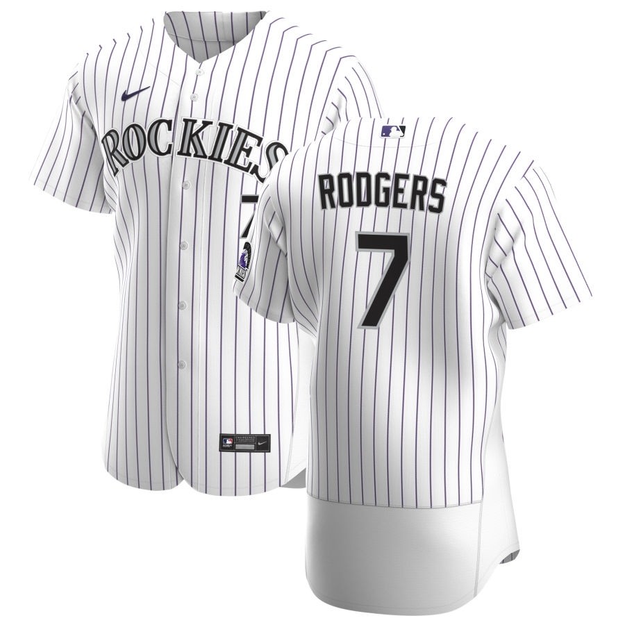 Men's Colorado Rockies #7 Brendan Rodgers Nike White Home 2020 Authentic Player MLB Jersey