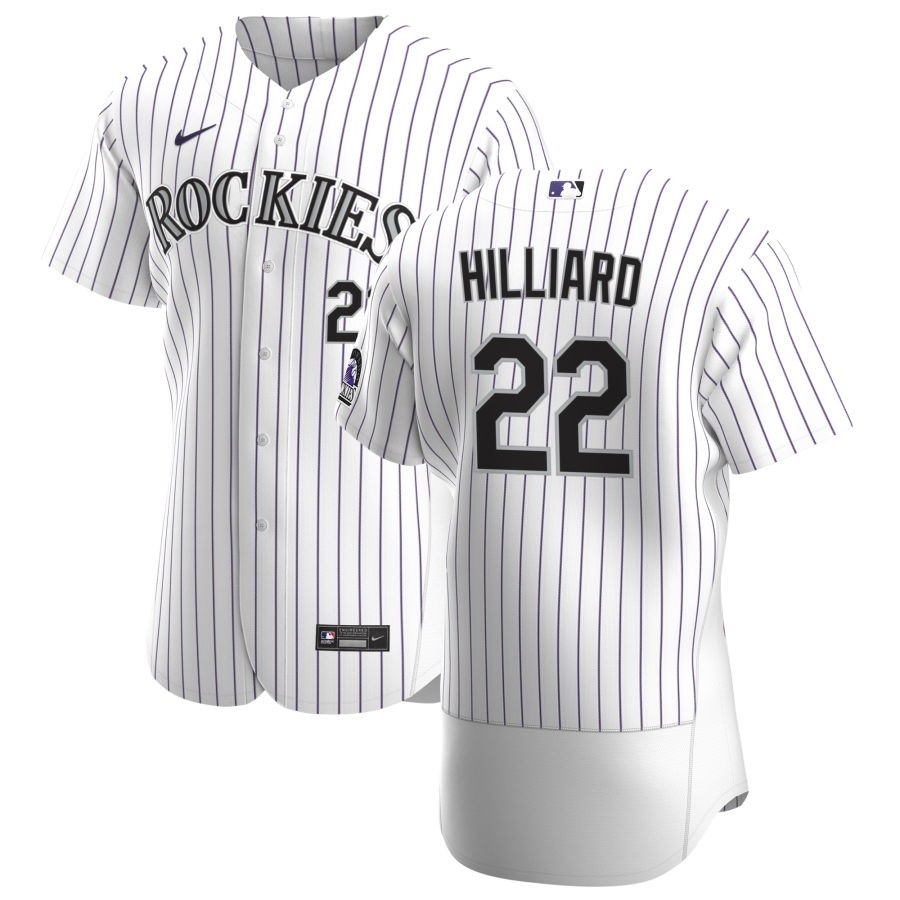 Men's Colorado Rockies #22 Sam Hilliard Nike White Home 2020 Authentic Player MLB Jersey