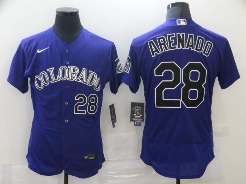 Nike Men's Colorado Rockies #28 Nolan Arenado Nike Purple Alternate 2020 Authentic Player MLB Jersey