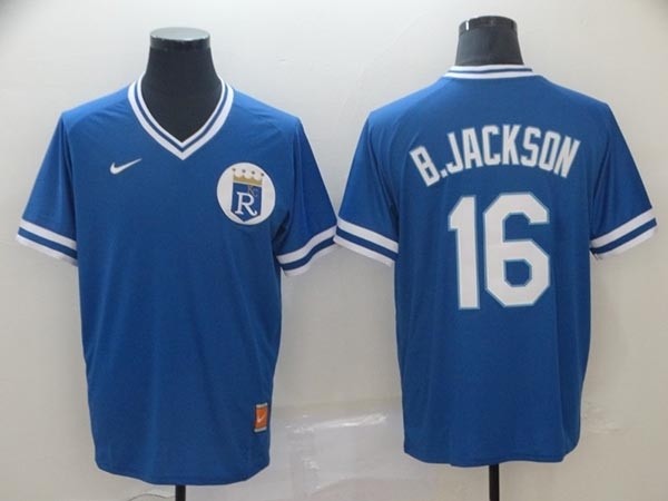 MLB Kansas City Royals #16 Bo Jackson Royal Nike Throwback Jersey