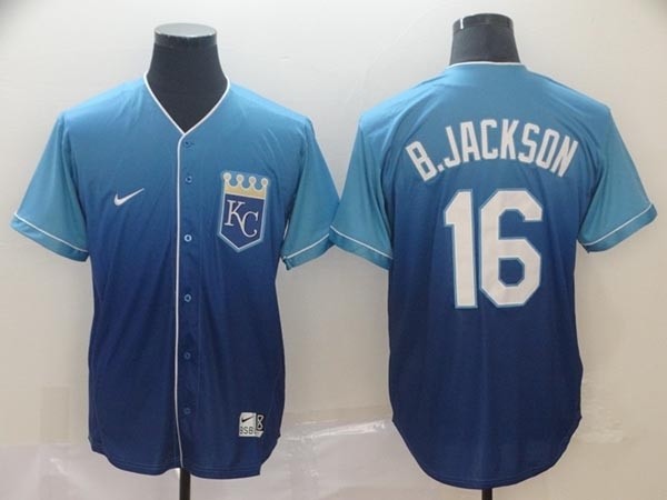 MLB Kansas City Royals #16 Bo Jackson Blue Drift Fashion Nike Jersey