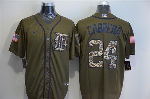 MLB Detroit Tigers #24 Miguel Cabrera Olive 2020 Nike Cool Base Jersey