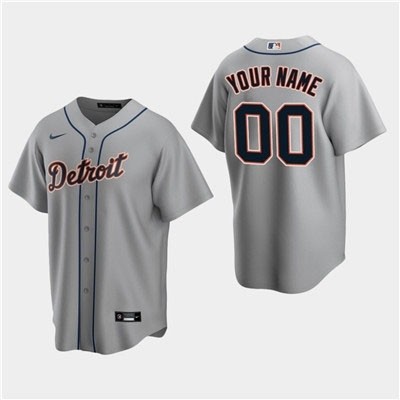 Men's Detroit Tigers Custom Gray Road Cool Base Jersey(Name and number remark in comment column)