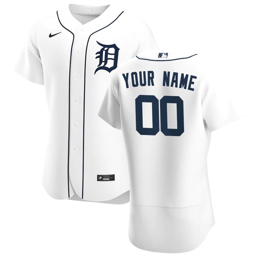 Men's Detroit Tigers Custom Nike White Home 2020 Authentic Flexbase MLB Jersey(Name and number remark in comment column)