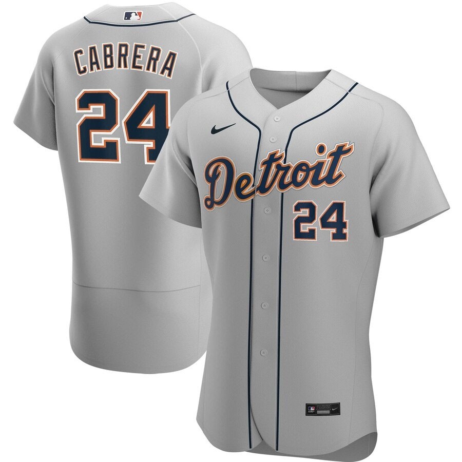 Men's Detroit Tigers #24 Miguel Cabrera Nike Gray Road 2020 Authentic Player MLB Jersey