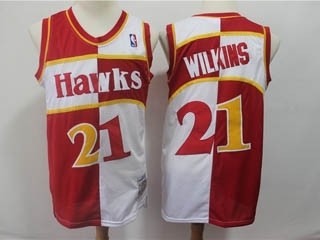 Hawks #21 Dominique Wilkins Red White 1987-88 Hardwood Classics Jersey