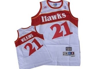 NBA Throwback Atlanta Hawks Dominique Wilkins #21 white jersey