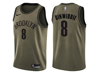 Nike Nets #8 Spencer Dinwiddie Green NBA Swingman Salute to Service Jersey