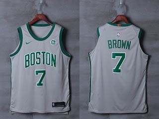 Celtics #7 Jaylen Brown Gray City Edition Nike Authentic Jersey