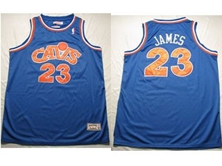 NBA Throwback Cleveland Cavaliers LEBRON JAMES #23 Blue CAVS jersey