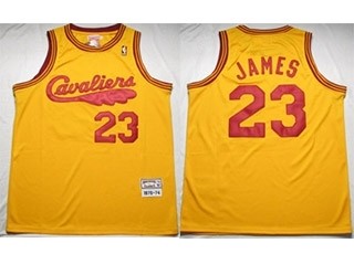 NBA Throwback Cleveland Cavaliers LEBRON JAMES #23 Yellow