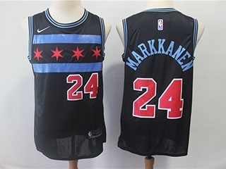 Bulls #24 Laur Markkanen Black 2018-19 City Edition Nike Swingman Jersey