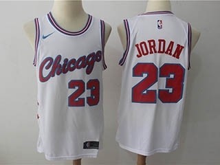 Bulls #23 Michael Jordan White Nike City Edition Swingman Jersey