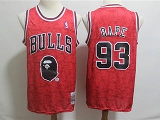 Bulls #93 Bape Red Hardwood Classics Jersey