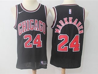 Bulls #24 Laur Markkanen Black Nike Swingman Jersey