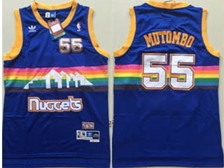 NBA Throwback Denver Nuggets Mutombo #55 blue jersey