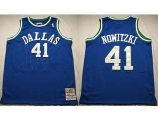 NBA Dallas Mavericks Throwback Dirk Nowitzki #41 light blue