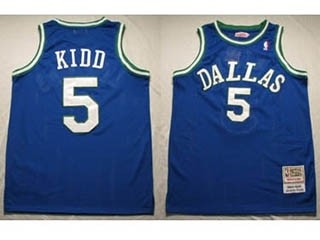 NBA Dallas Mavericks Throwback Jason Kidd #5 light blue