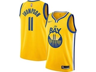 Warriors #11 Klay Thompson Gold Basketball Swingman Statement Edition 2019-2020 Jersey