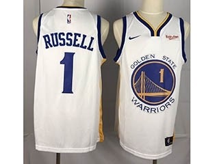 Warriors Russell #1 White nike jersey