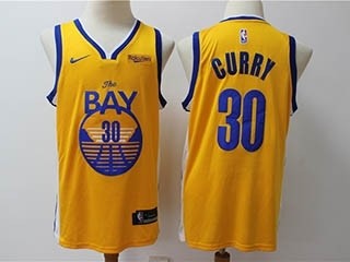 Warriors #30 Stephen Curry Yellow Nike Swingman Jersey