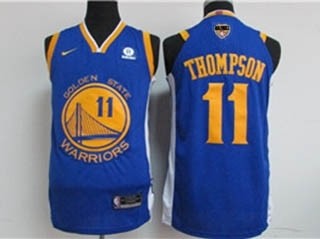 Warriors #11 Klay Thompson Blue 2019 Finals Bound Jersey