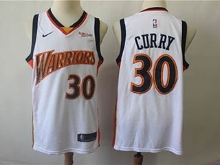 Warriors #30 Stephen Curry White/Orange Hardwood Classic NIKE Jersey