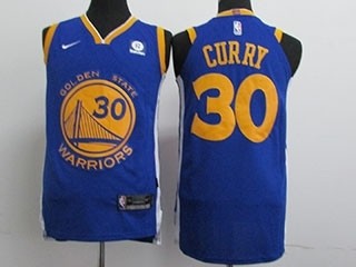 Warriors #30 Stephen Curry Blue Nike Jersey