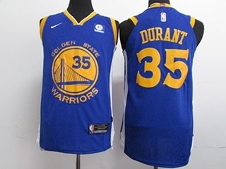 Warriors #35 Kevin Durant Blue Nike Jersey