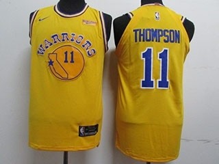 Warriors #11 Klay Thompson Yellow Nike Authentic Jersey