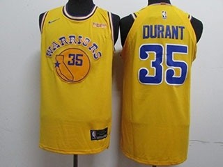 Warriors #35 Kevin Durant Yellow Nike Authentic Jersey