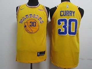 Warriors #30 Stephen Curry Yellow Nike Authentic Jersey